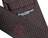 Dolce & Gabbana Men Brown Geometric Silk Adjustable Tied Necktie Tie
