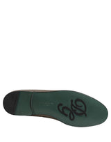 Dolce & Gabbana Silver Leather Logo Slip On Loafers Shoes