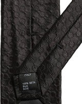 Dolce & Gabbana Men Black Silk Geometric Adjustable Tied Necktie Tie