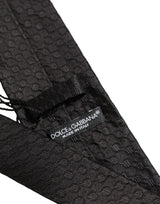 Dolce & Gabbana Men Black Silk Geometric Adjustable Tied Necktie Tie