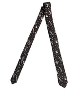 Dolce & Gabbana Black Musical Instrument Silk Adjustable Tied Necktie Tie