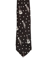 Dolce & Gabbana Black Musical Instrument Silk Adjustable Tied Necktie Tie