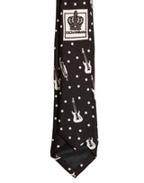Dolce & Gabbana Black Musical Instrument Silk Adjustable Tied Necktie Tie