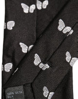 Dolce & Gabbana Men Black Silk Butterfly Adjustable Tied Necktie Tie