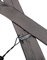 Dolce & Gabbana Black Woven 100% Silk Adjustable Necktie Accessory Tie