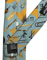 Dolce & Gabbana Light Blue Instruments Adjustable Tied Men Necktie Tie