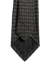 Dolce & Gabbana Dark Gray Silk DG Monogram Adjustable Tied Necktie Tie