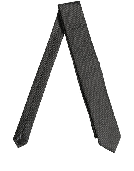 Dolce & Gabbana Black Silk Micro Polka Dot Adjustable Tied Necktie Tie