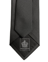 Dolce & Gabbana Black Silk Micro Polka Dot Adjustable Tied Necktie Tie