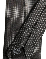 Dolce & Gabbana Black Silk Micro Polka Dot Adjustable Tied Necktie Tie