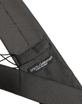 Dolce & Gabbana Black Silk Micro Polka Dot Adjustable Tied Necktie Tie