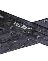 Dolce & Gabbana Dark Blue Silk Paisley Adjustable Tied Men Necktie Tie