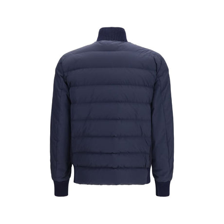 Moncler Blue Wool Oves Aries Full-Length Jacket