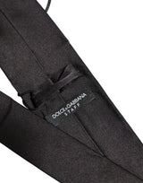 Dolce & Gabbana Black Satin 100% Silk Adjustable Tied Men Necktie Tie