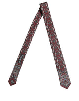Dolce & Gabbana Bordeaux Printed 100% Silk Adjustable Men Necktie Tie