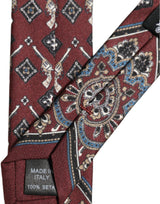 Dolce & Gabbana Bordeaux Printed 100% Silk Adjustable Men Necktie Tie