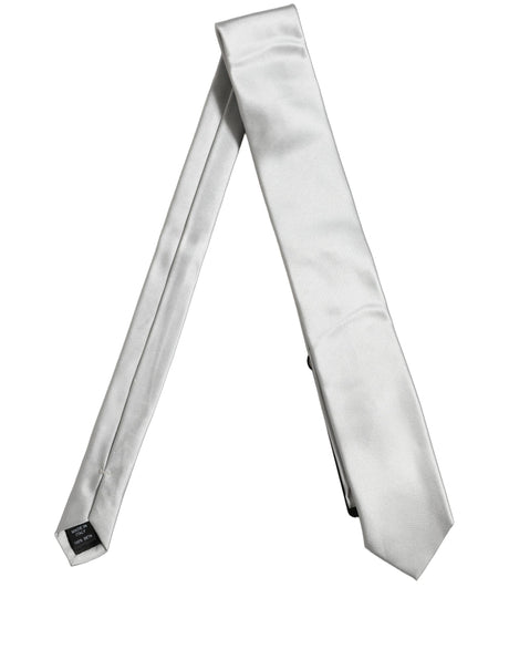 Dolce & Gabbana Gray Satin 100% Silk Adjustable Tied Men Necktie Tie