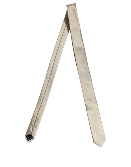 Dolce & Gabbana Gold Satin Silk Textured Adjustable Necktie Accessory Tie