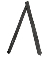 Dolce & Gabbana Dark Gray Polka Dot Silk Adjustable Necktie Accessory Tie