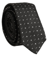 Dolce & Gabbana Dark Gray Polka Dot Silk Adjustable Necktie Accessory Tie