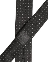Dolce & Gabbana Dark Gray Polka Dot Silk Adjustable Necktie Accessory Tie