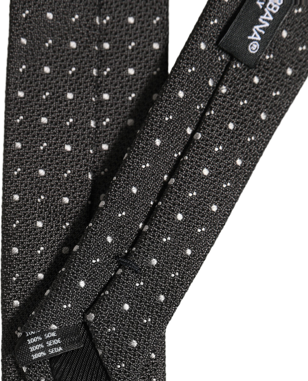 Dolce & Gabbana Dark Gray Polka Dot Silk Adjustable Necktie Accessory Tie