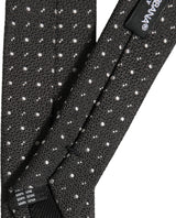 Dolce & Gabbana Dark Gray Polka Dot Silk Adjustable Necktie Accessory Tie