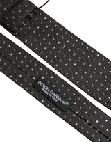 Dolce & Gabbana Dark Gray Polka Dot Silk Adjustable Necktie Accessory Tie