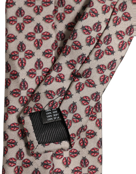 Dolce & Gabbana Beige Lady Bug Silk Adjustable Necktie Men Accessory Tie