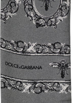 Dolce & Gabbana Men Gray Bee Silk Skinny Twilly Foulard Scarf