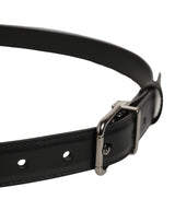 Dolce & Gabbana Black Leather Silver Tone Metal Buckle Belt