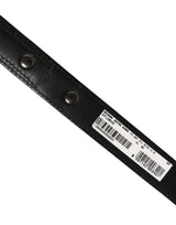 Dolce & Gabbana Black Leather Silver Tone Metal Buckle Belt
