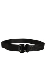 Dolce & Gabbana Men Black Fabric Strap Logo Metal Buckle Belt