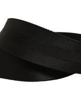 Dolce & Gabbana Men Black Fabric Strap Logo Metal Buckle Belt