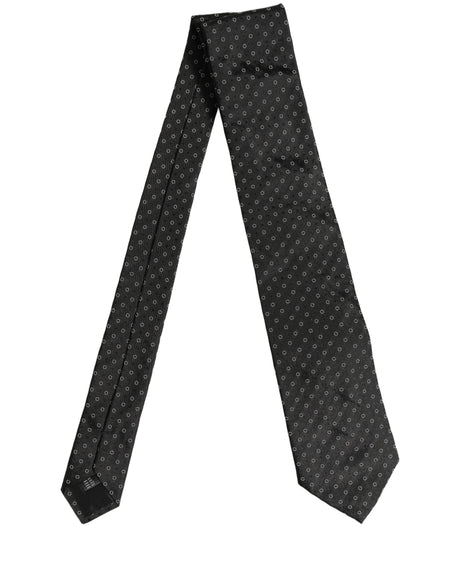 Dolce & Gabbana Black Geometric Circle Adjustable Necktie Accessory Tie