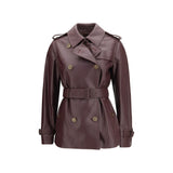 Burberry Bordeaux Calf Leather Bos Taurus Coat