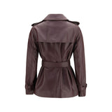 Burberry Bordeaux Calf Leather Bos Taurus Coat