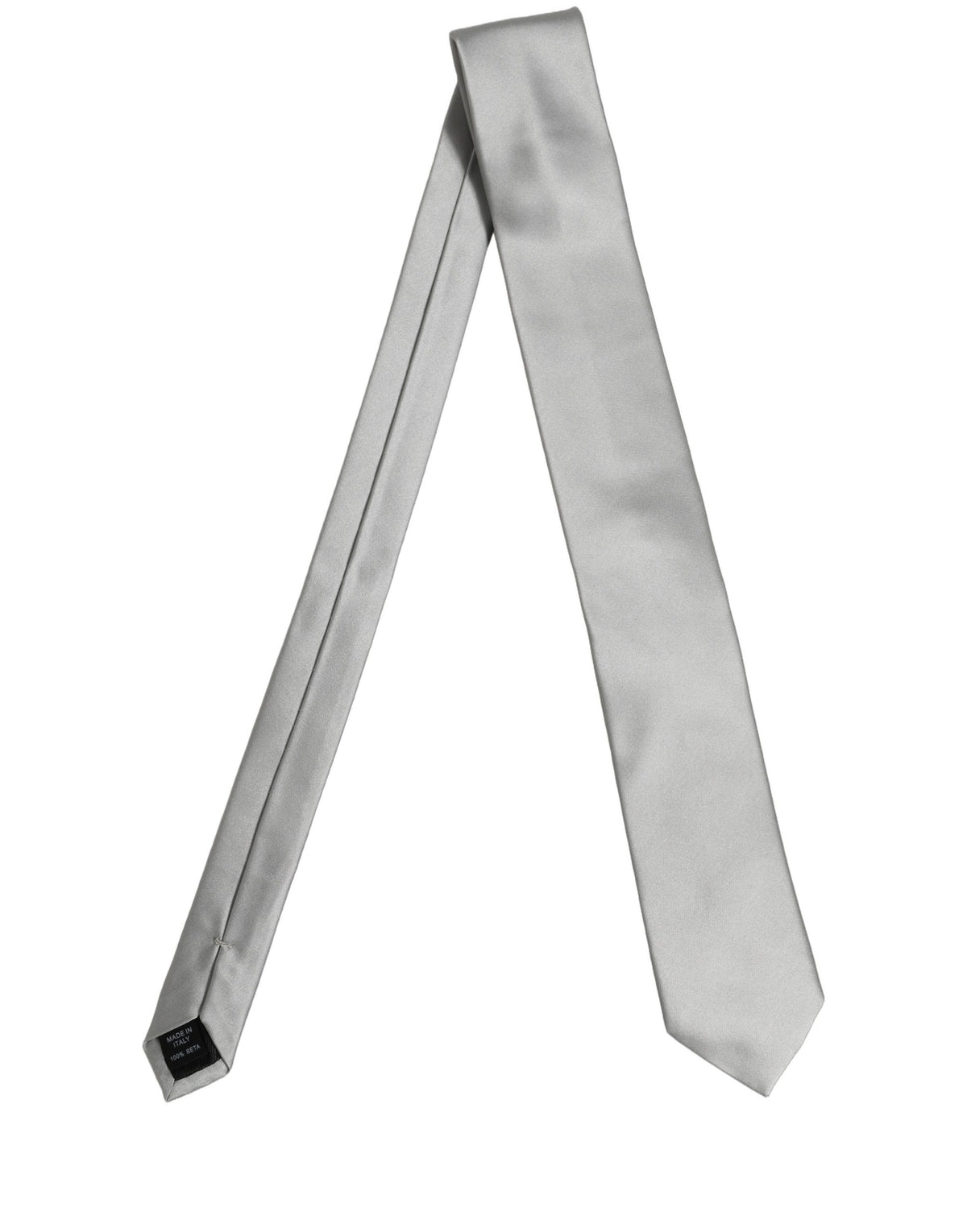 Dolce & Gabbana Gray Satin 100% Silk Adjustable Tied Men Necktie Tie