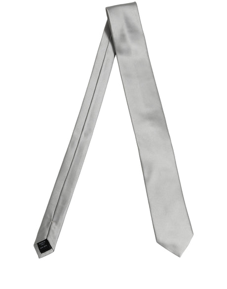 Dolce & Gabbana Gray Satin 100% Silk Adjustable Tied Men Necktie Tie
