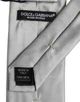 Dolce & Gabbana Gray Satin 100% Silk Adjustable Tied Men Necktie Tie