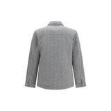 Woolrich Gray Wool Oves Aries Full-Length Jacket