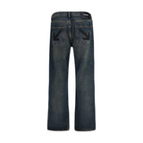 Off-White Blue Cotton Straight-Leg Jeans