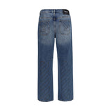 Off-White Blue Cotton Slim Fit Jeans