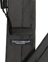 Dolce & Gabbana Black Silk Micro Polka Dot Adjustable Tied Necktie Tie