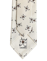 Dolce & Gabbana Off White Printed Silk Adjustable Necktie Accessory  Tie