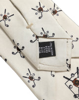 Dolce & Gabbana Off White Printed Silk Adjustable Necktie Accessory  Tie