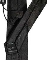 Dolce & Gabbana Black Silk Jacquard Adjustable Men Necktie Accessory Tie