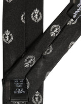 Dolce & Gabbana Black Crest Emblem Silk Adjustable Necktie Accessory Tie