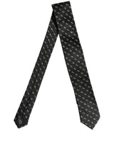 Dolce & Gabbana Black White DG Crown Adjustable Men Necktie Accessory Tie