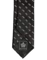 Dolce & Gabbana Black White DG Crown Adjustable Men Necktie Accessory Tie